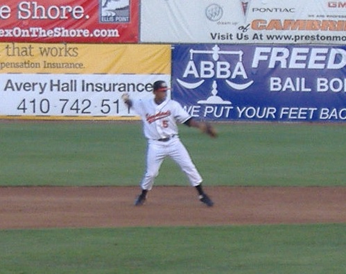 Jon Tucker of the Shorebirds makes the throw to first during a recent game.